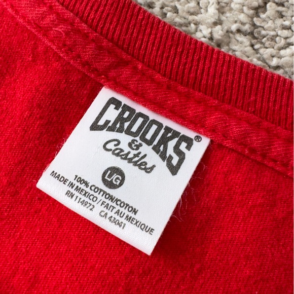 Crooks & Castles Men’s short sleeve red tee top tshirt size L - Picture 4 of 8